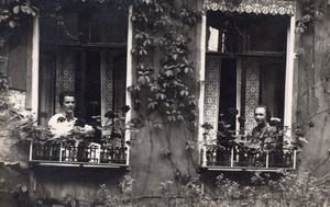 2 German Ladies at the Window House Frida & Edith old Photo postcard 1924