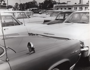 US Air Force Base Military Parking Lot Automobiles Old Photo 1967