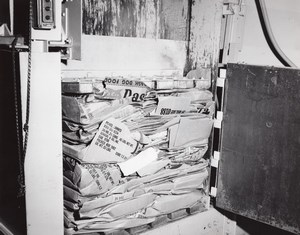 US Air Force Base Supermarket Warehouse Cardboard Bailing Machine Old Photo 1963