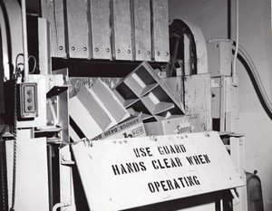 US Air Force Base Supermarket Warehouse Cardboard Bailing Machine Old Photo 1963