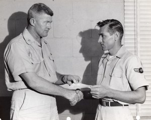 Orlando AFB? Air Force Base Military Men Shaking Hands Old Photo 1960's