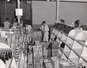 Orlando AFB US Air Force Base Supermarket Stocking Shelves Old Photo 1960's