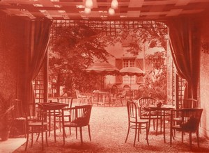 France Toulouse? Café Restaurant Garden Courtyard old Photo 1950's ?