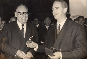 Maurice Schumann Alain Peyrefitte receiving CNES Medal old Press Photo 1967