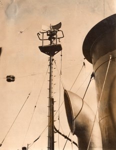 France? Radar on Military Troops Transport Ship old Photo 1945