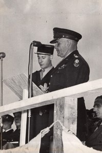 John C.H. Lee Port of Cherbourg return Ceremony old Press Photo 1945