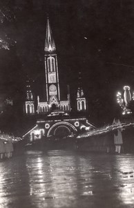 Lourdes Pilgrimage Rosary Basilica by Night Procession old Press Photo 1945