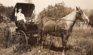 USA Nebraska? August Hartkopf & Horse Carriage old RPPC Photo 1910