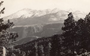 Colorado Pikes Peak over Ute Pass old Sanborn RPPC Photo 1940 ?