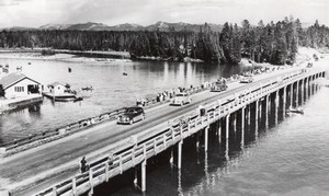 USA Wyoming Yellowstone River Fishing Bridge old Haynes RPPC Photo 1940