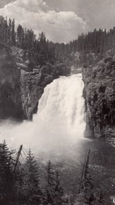 USA Wyoming Yellowstone Upper Falls Waterfall old Haynes RPPC Photo 1940 ?