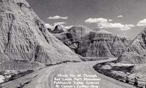 South Dakota Badlands National Park Highway 40 Canedy's Camera Shop RPPC 1940