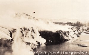 Wyoming Thermopolis Big Horn Hot Springs in Winter AZO RPPC Photo 1920's