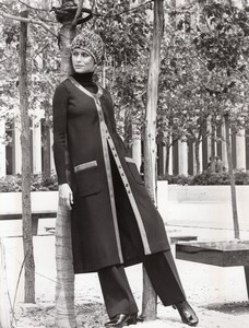 USA 1960's Women Fashion Adele Martin Double knit Coat Wool old Photo