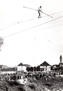 Belgium? Tightrope walker Funambulist Town fair old Press Photo 1940's