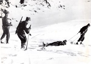 WWII Swiss Army Military Maneuvers in Snowy Mountain old Photo 1939