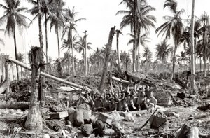 WWII Los Negros Island Australian RAAF Soldier Group Momote Airfield Photo 1944