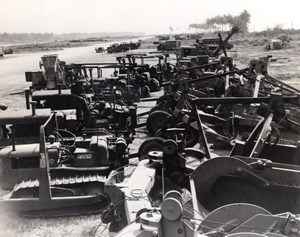 Indonesia Morotai RAAF Vehicles waiting shipping to Australia Press Photo 1945