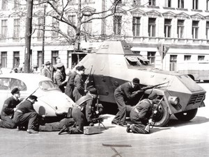 East Germany Berlin Communist Militia Anti Rebellion Armored Car old Photo 1957