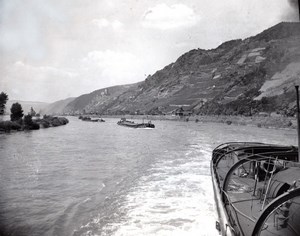 Germany? Boat Convoy on the Rhine River old Press Photo 1948