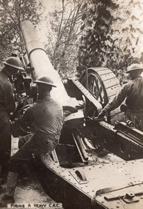 Firing a heavy CAC US Army Coast Artillery Corps WWI old Photo 1914-1918