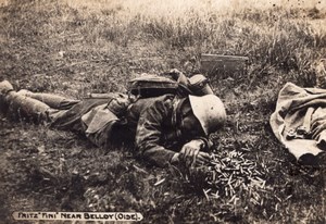 Fritz fini Near Belloy Oise Dead German Soldier WWI old Photo 1914-1918