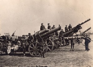 Heavy German Guns captured by English Troops WWI old Photo 1914-1918