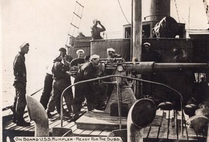 On Board USS Rumpler ready for the Subs USS Rambler WWI old Photo 1918