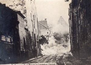 Explosion of German Time Bomb in Cambrai Nord WWI old Photo 1914-1918