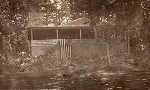 USA Vermont West Danville Joe's Pond American Flag old RPPC Photo 1910's