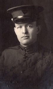 Grantham Man in YMCA? Uniform Portrait WWI old RPPC Photo 1914-1918