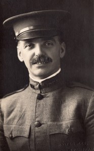 Grantham Man in YMCA Uniform Portrait WWI old RPPC Photo 1914-1918