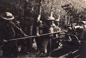 Lenoncourt U.S. Army Coast Artillery in Action Howitzer WWI old Photo 1914-1918