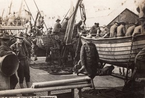 US Troops aboard the Tenadories Lifeboats WWI old Photo 1914-1918