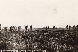 Americans in attach close to Cantigny WWI old Photo 1914-1918