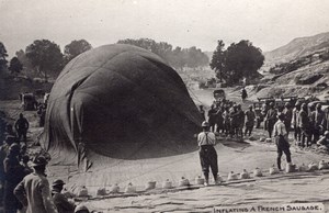 Inflating a French Sausage Military Aviation WWI old Photo 1914-1918