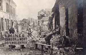 Oise Street in Noyon mined by Germans WWI old Photo 1914-1918