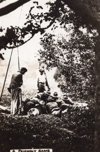 A Friendly Game US Army? Soldiers resting WWI old Photo 1914-1918