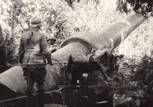 Soldiers & Heavy Artillery Gun WWI old Photo 1914-1918