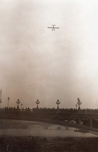 France Paris Aviation Seaplane flying over Seine River old Photo 1910's