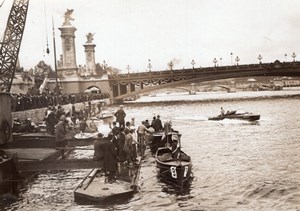 Colors of Paris Motor Boat Racing Finish Line old Branger Photo 1913