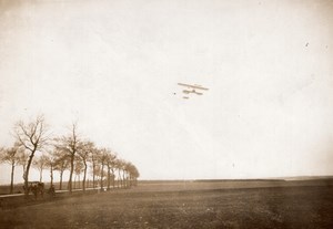 Chevilly Aviation Paulhan on Farman Biplane Distance Record old Rapid Photo 1910