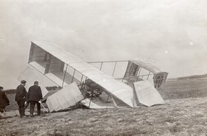 Reims Airshow Louis Paulhan Accident Voisin Biplane old Branger Photo 1909