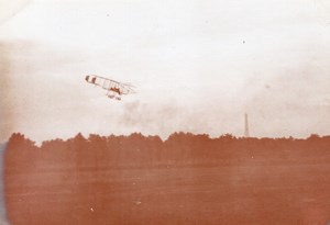 France Issy? Aviation Farman Biplane in Flight Eiffel Tower old Photo circa 1910