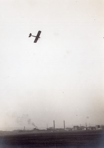 France Aviation Monoplane Flying over Factory old Photo circa 1910