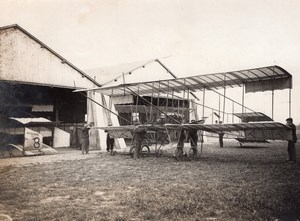 France Buc Aviation Farman Biplane outside Hangar old Rol Photo 1910