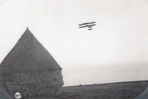 France Buc Aviation Maurice Farman Biplane in Flight old Photo 1910