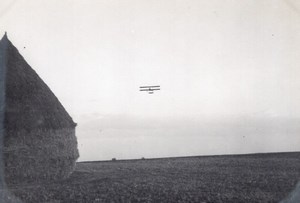 France Buc Aviation Maurice Farman Biplane in Flight old Photo 1910