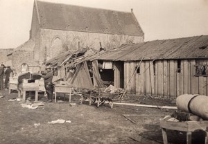 France WWI Bombed Army Camp North of France? Old Photo 1917