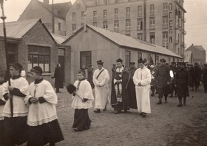 France WWI Religious Procession Hotel? Ocean old Photo 1914-1918